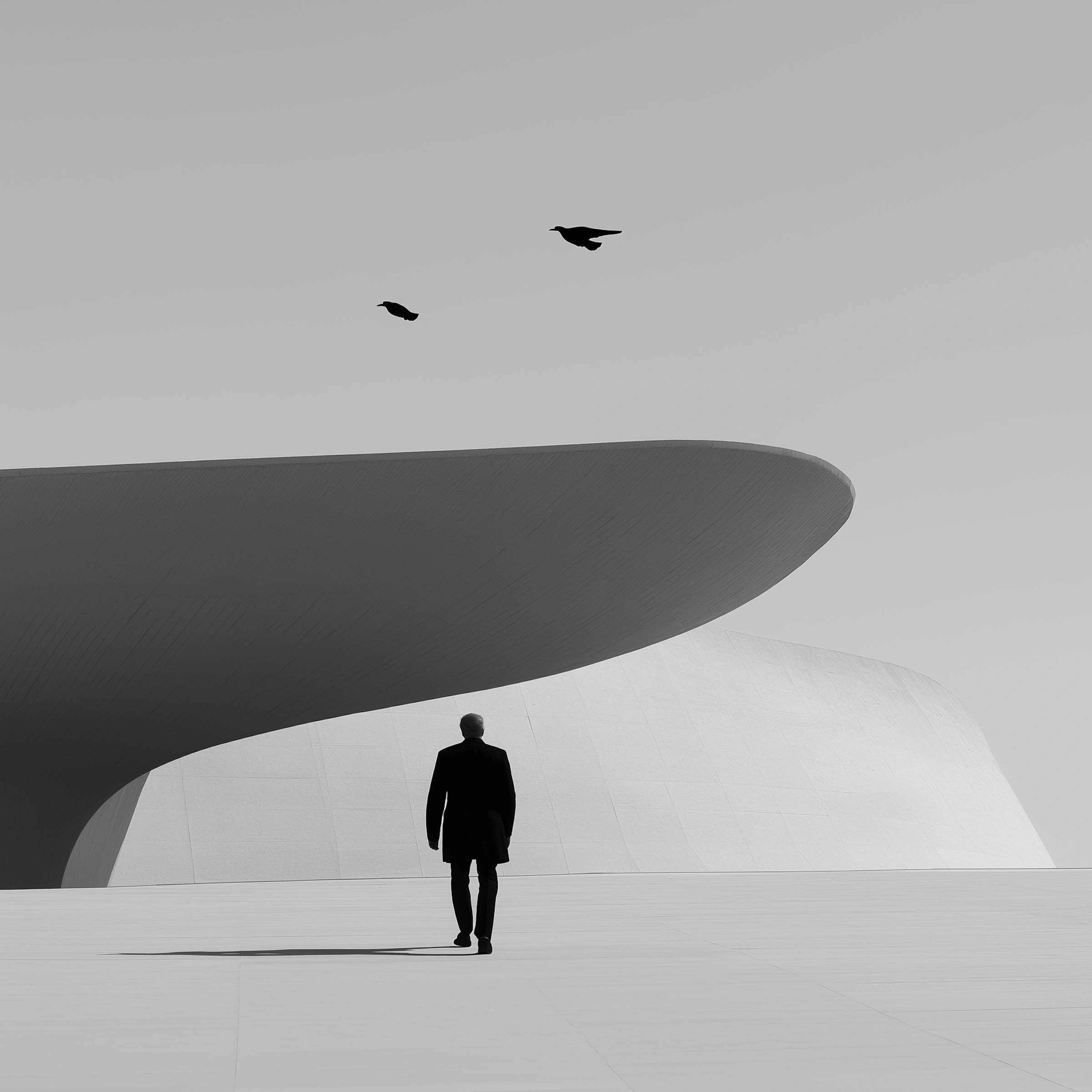 Solitary Figure and Modern Architecture